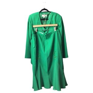Lisa Rene 2 Piece Green Business Skirt Suit Size 16W